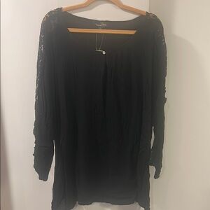 Chico's Black Lace Sleeve Top